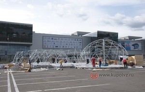 Сборка каркаса купольного шатра