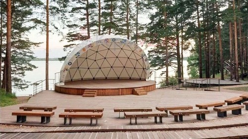 Купольная сцена Д-12 м с тентовым покрытием